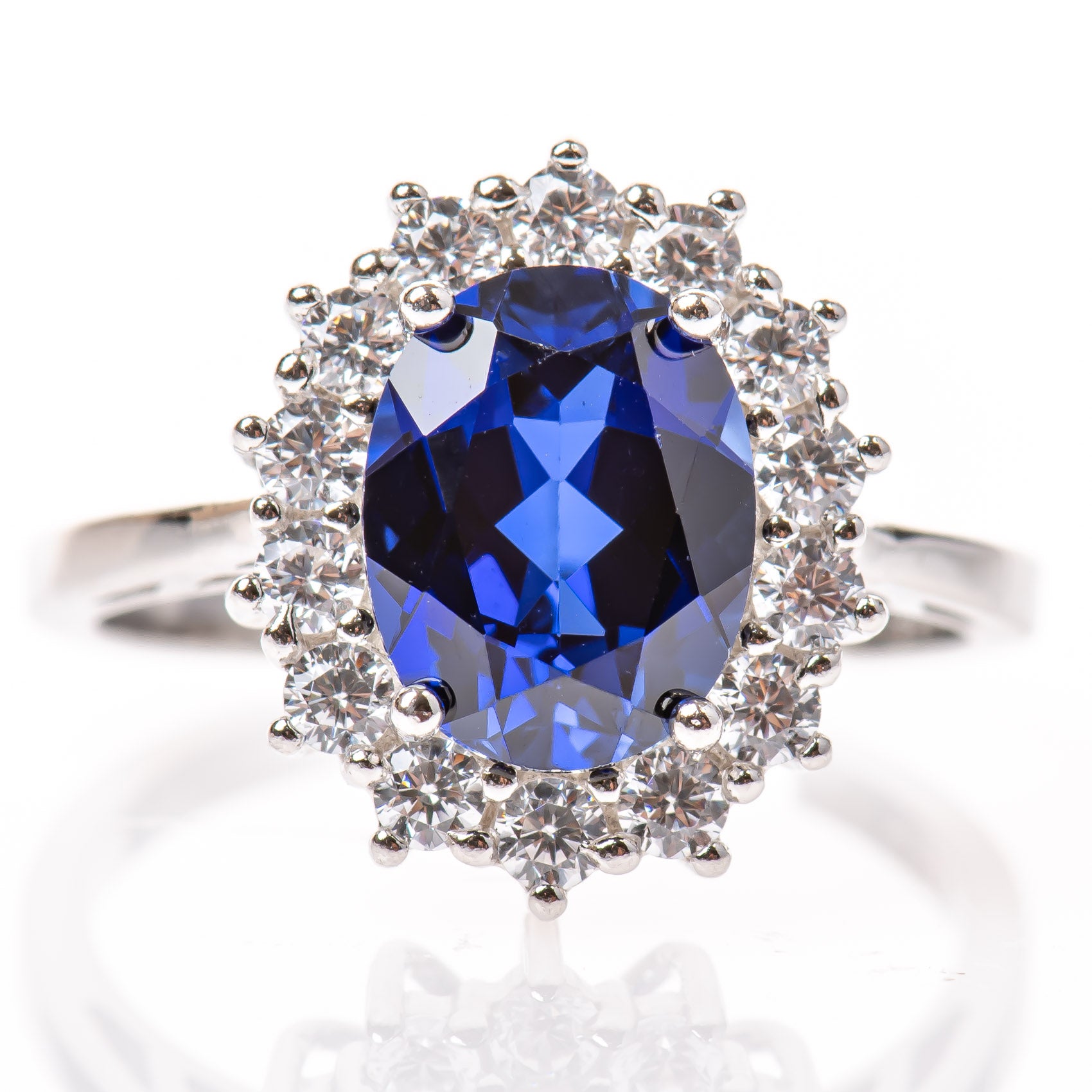 3.5ct Blue Sapphire & Moissanite Ring