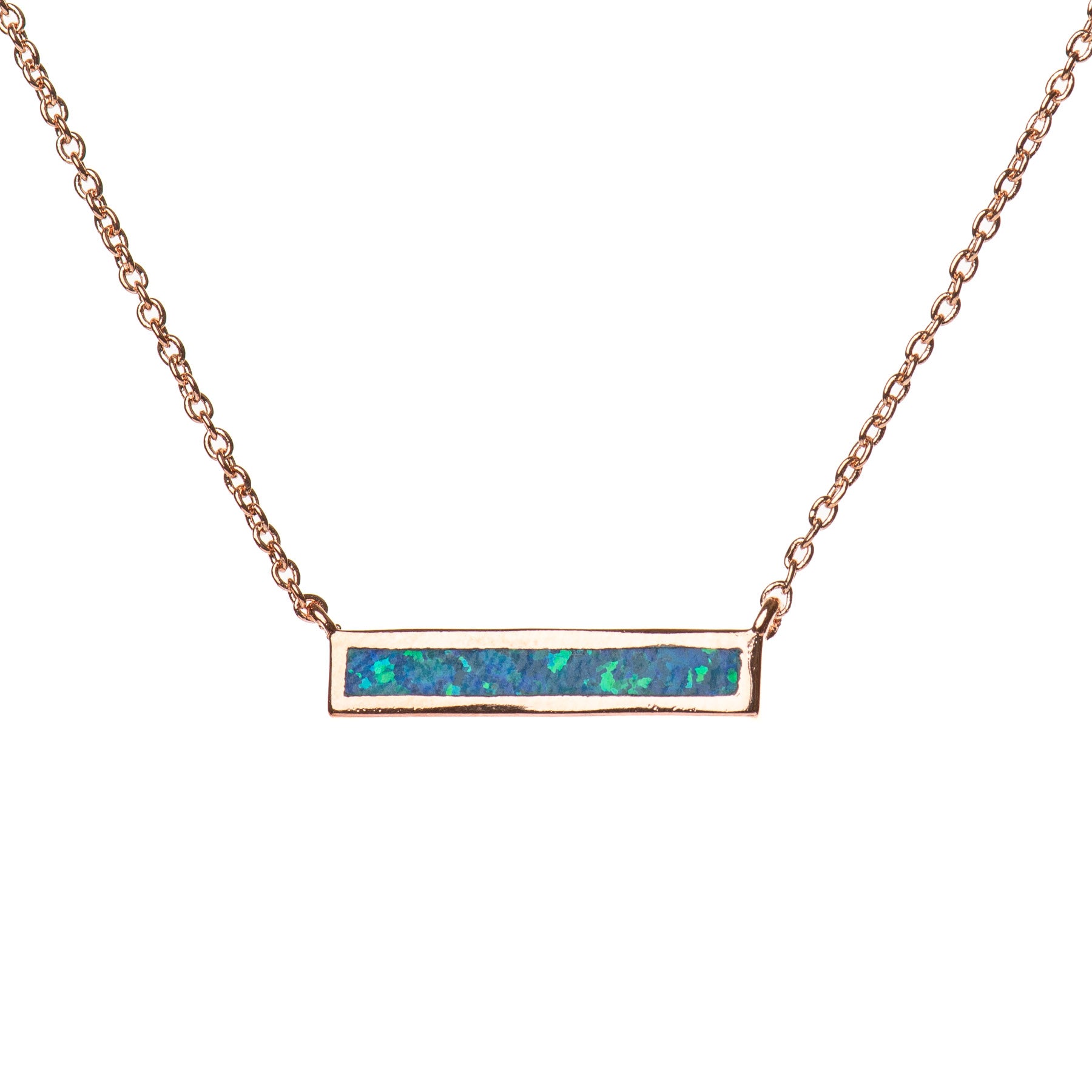 Rose Gold Opal Bar Necklace