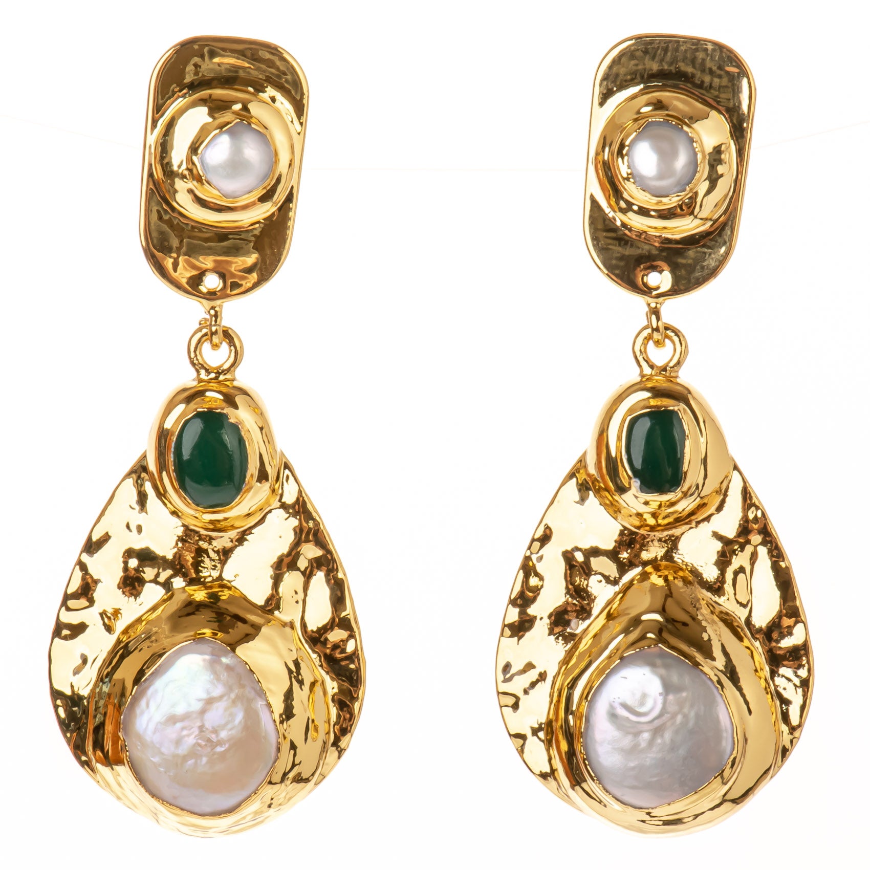 Baroque Pearl Hammered Earrings