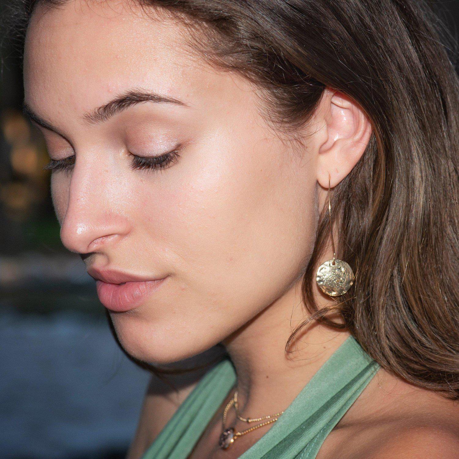 Hammered Disc Earrings-Earrings-Aria Lattner