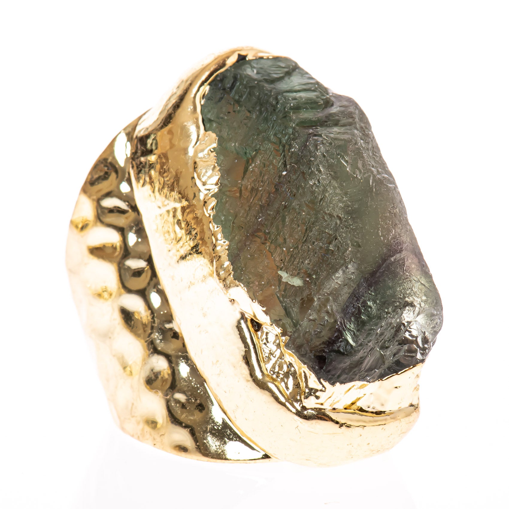 Hammered Gold with Fluorite Ring