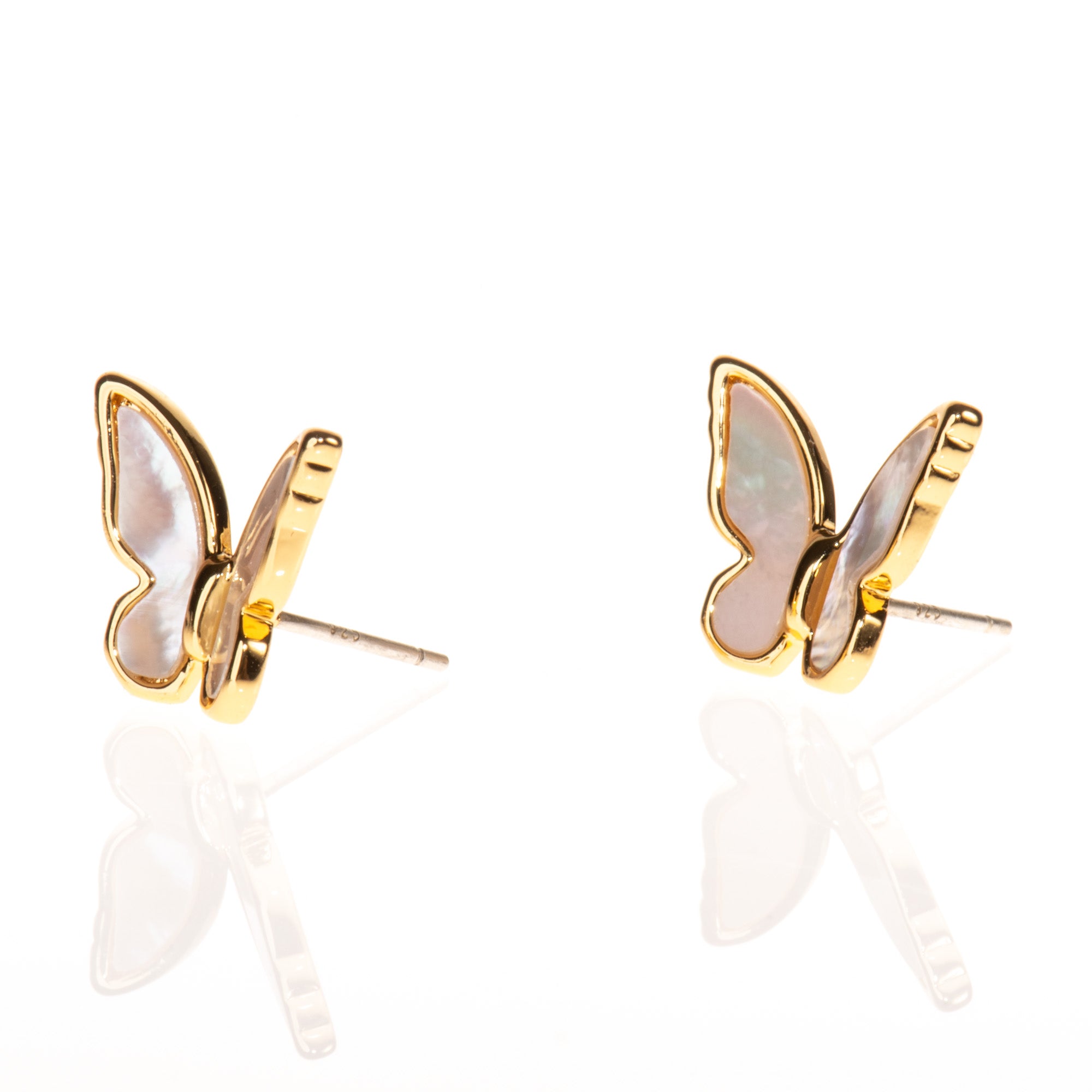 Pearl & Gold Butterfly Studs