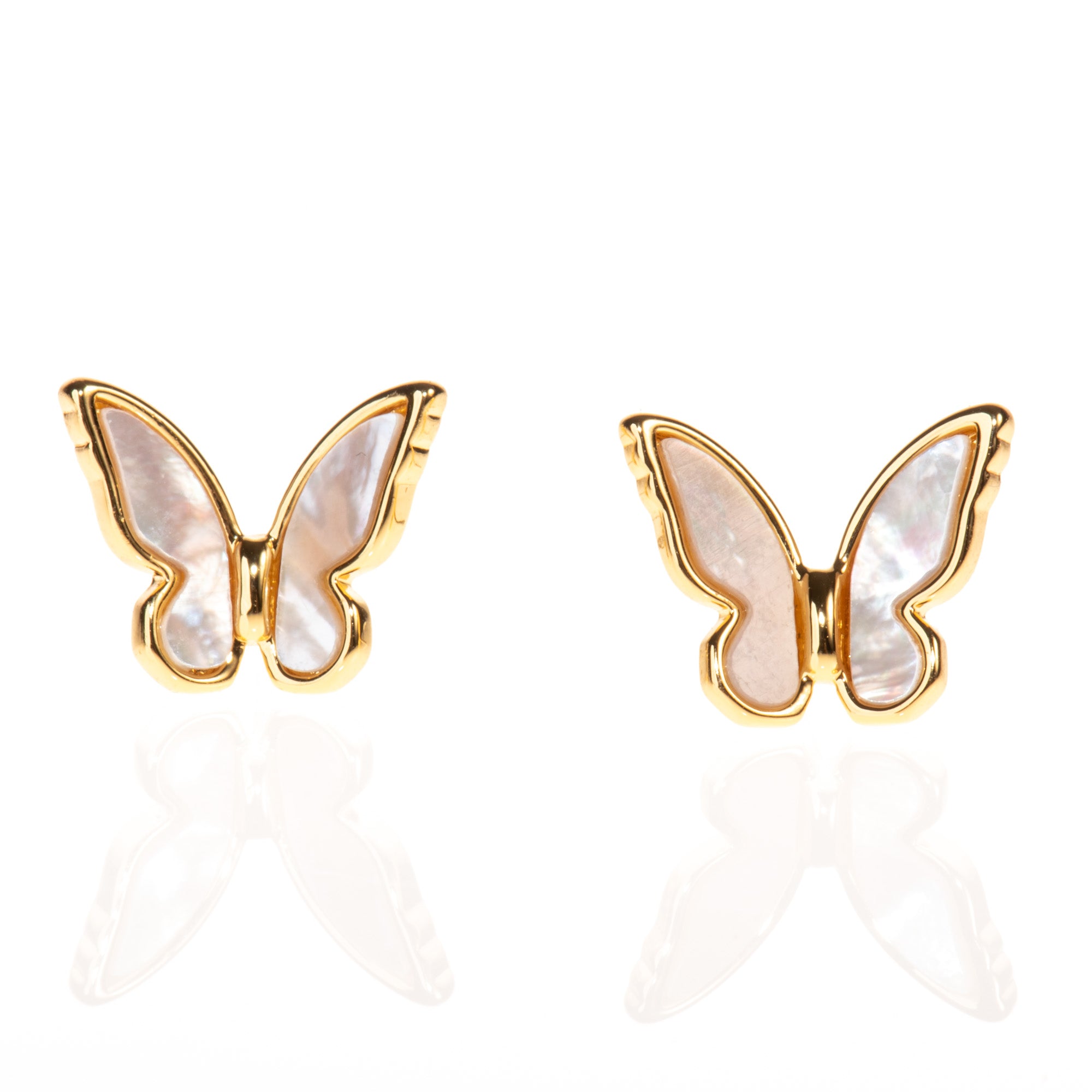 Pearl & Gold Butterfly Studs