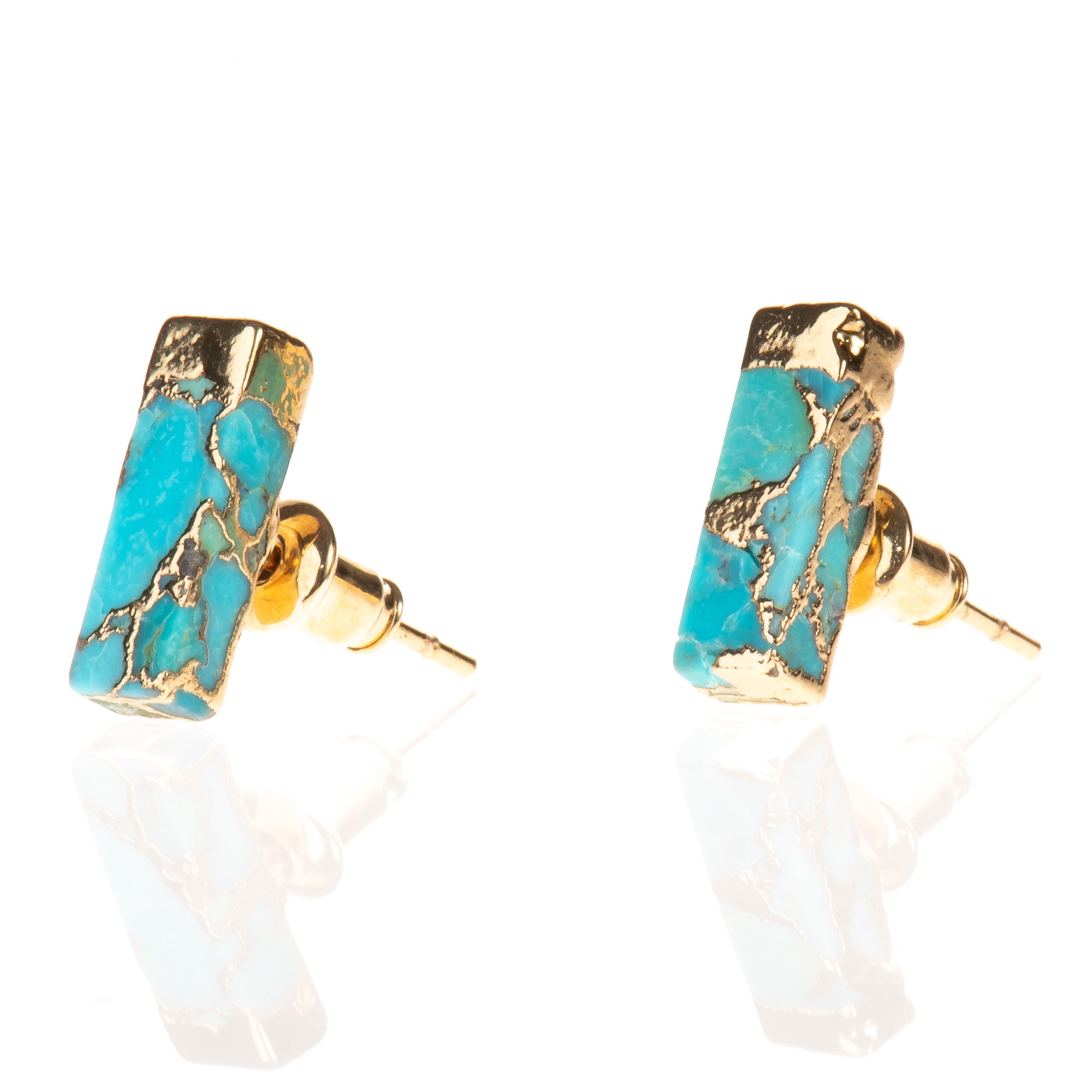 Gold-Infused Geometric Turquoise Studs