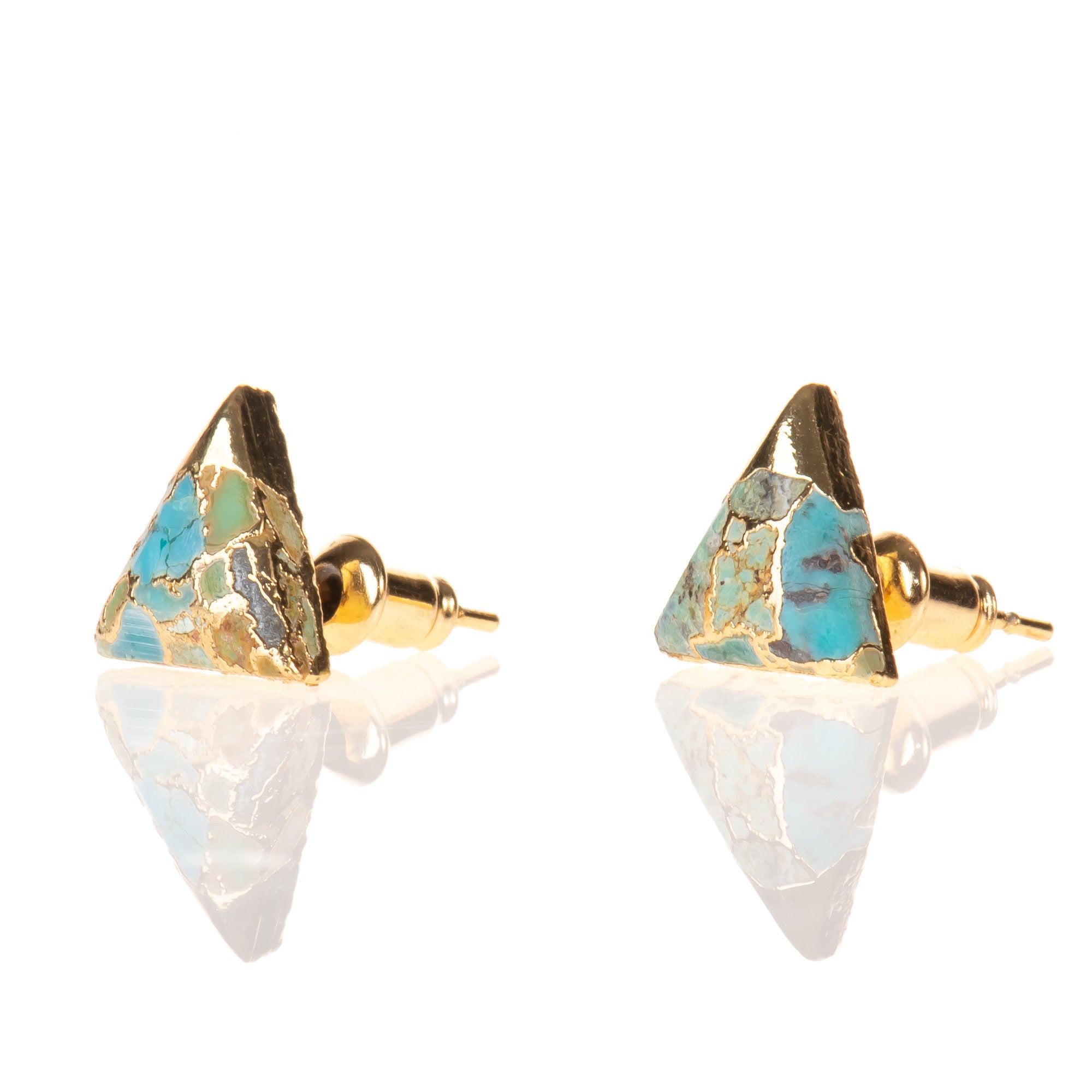 Gold-Infused Geometric Turquoise Studs